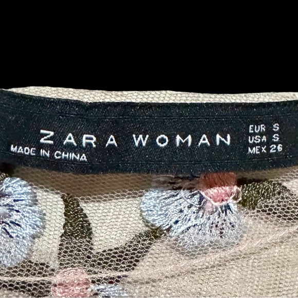 Zara Light Pink Floral Embroidered Sheer Top - Picture 10 of 10